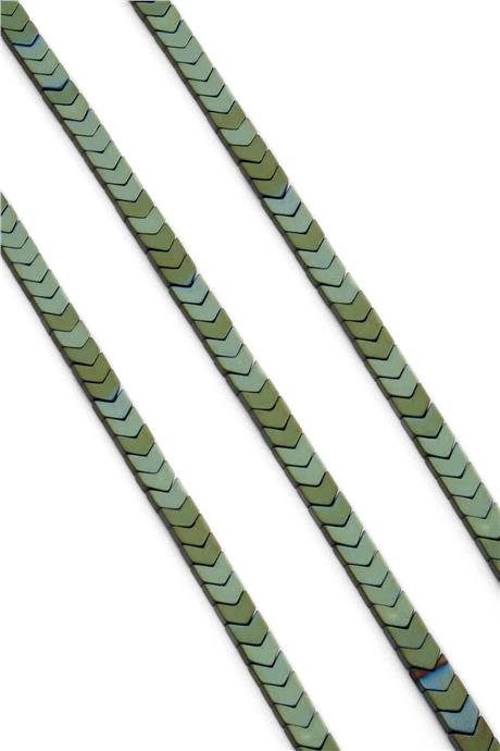 Hematite Natural Stone Matte Green Sergeant Cut 6x3mm String Of Beads
