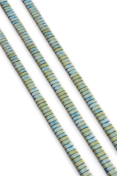 Hematite Natural Stone Matte Green Double Hole 6x2mm String Of Beads