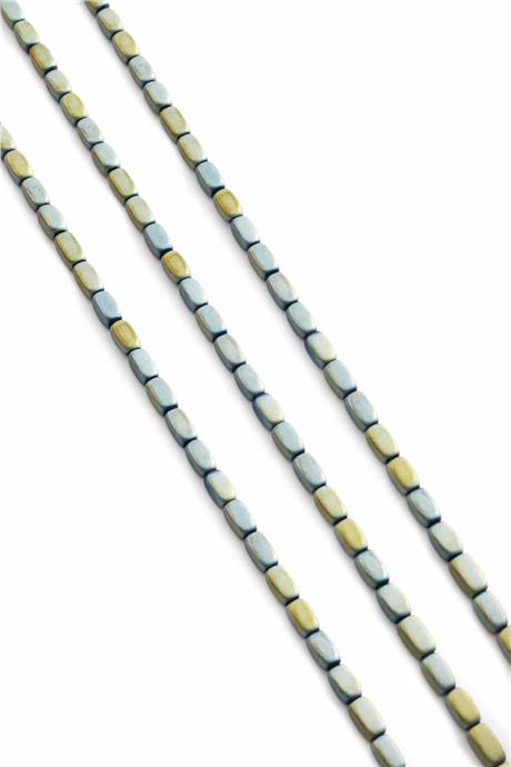 Hematite Natural Stone Matte Green Rectangular Cut 3x5mm String Of Beads
