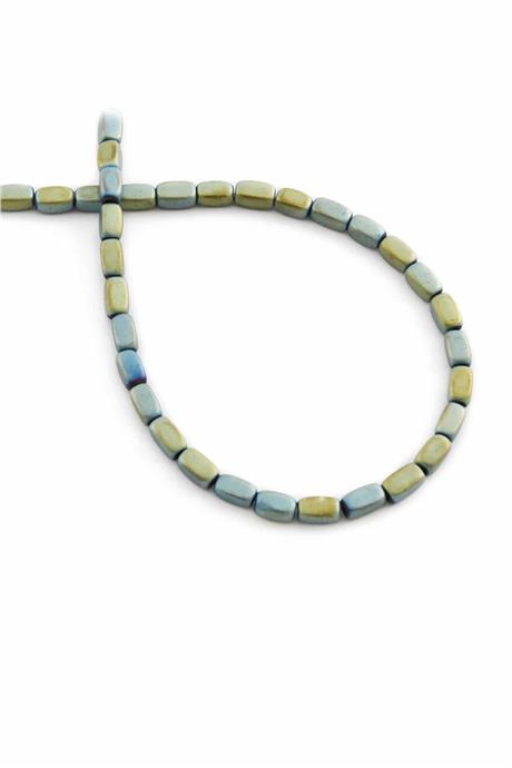Hematite Natural Stone Matte Green Rectangular Cut 3x5mm String Of Beads