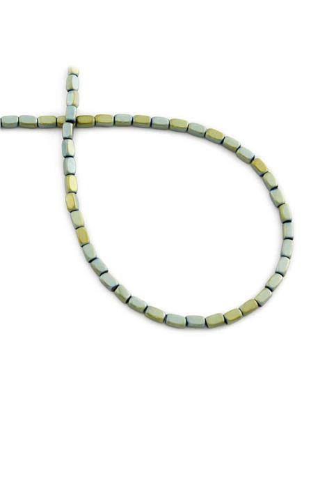 Hematite Natural Stone Matte Green Rectangular Cut 2x4mm String Of Beads