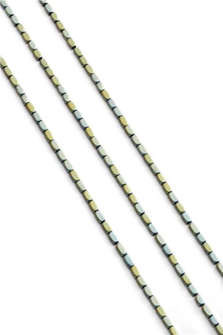 Hematite Natural Stone Matte Green Rectangular Cut 2x4mm String Of Beads