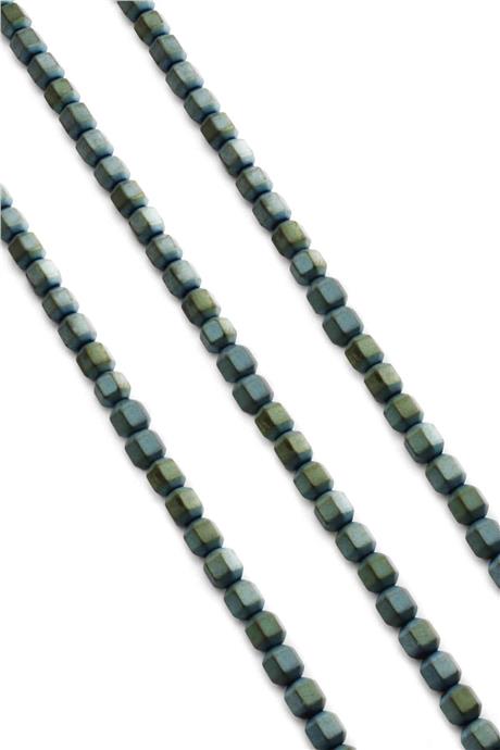 Hematite Natural Stone Matte Green Special Cut 6mm String Of Beads