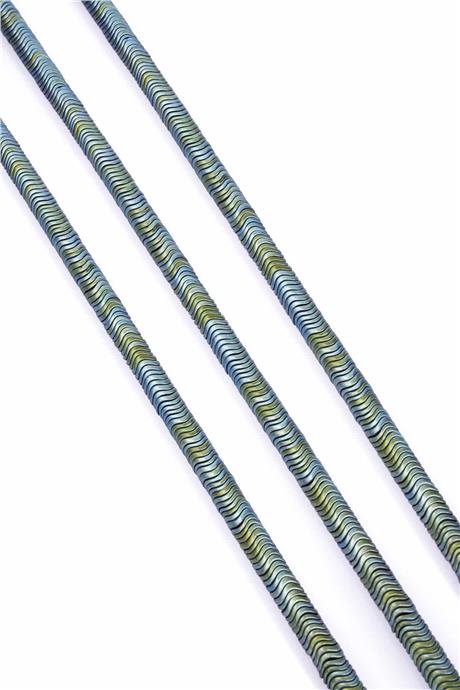 Hematite Natural Stone Matte Green Washer Cut 6x1mm String Of Beads