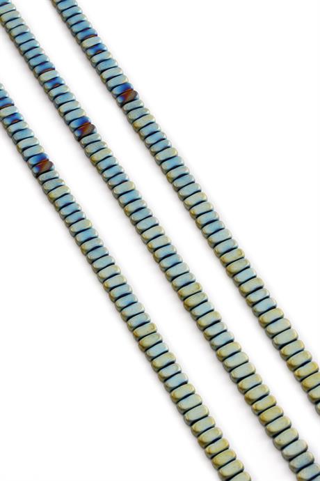 Hematit Taşı Yassı Oval Kesim Mat Yeşil 3x6mm Doğal Taş Dizi
