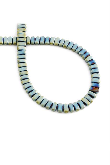 Hematit Taşı Yassı Oval Kesim Mat Yeşil 3x6mm Doğal Taş Dizi