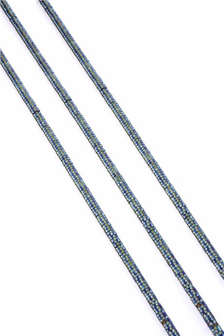 Hematite Natural Stone Matte Green Washer Cut 4x1mm String Of Beads