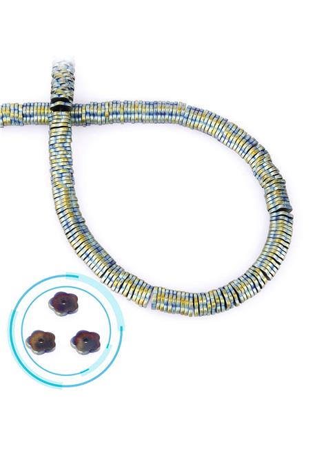 Hematite Natural Stone Matte Green Washer Cut 6x1mm String Of Beads