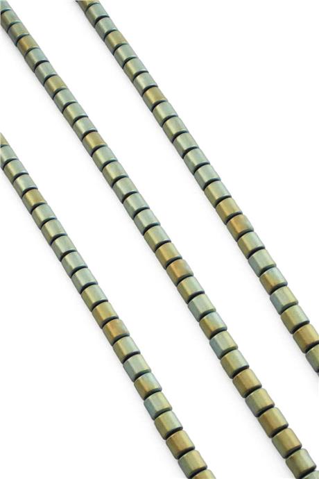 Hematite Natural Stone Matte Green Cylinder Cut 6x6mm String Of Beads