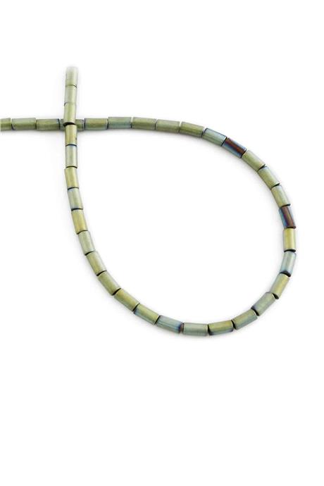 Hematite Natural Stone Matte Green Cylinder Cut 2x4mm String Of Beads