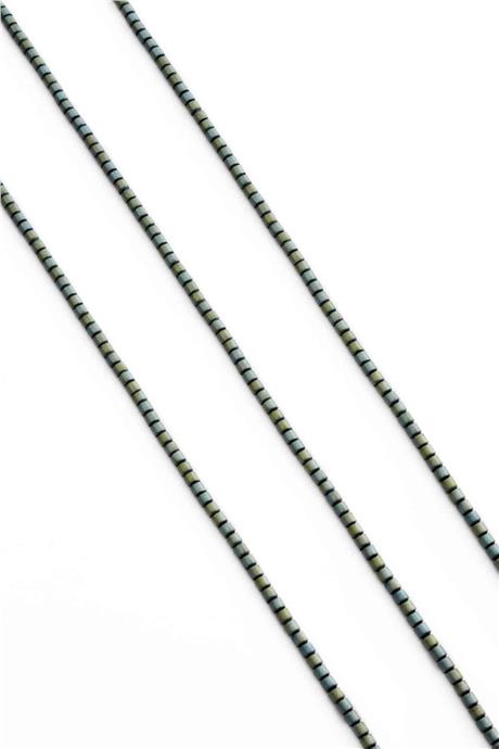 Hematite Natural Stone Matte Green Cylinder Cut 2mm String Of Beads