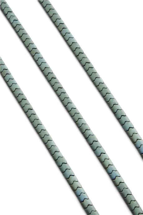 Hematit Doğal Taş Mat Yeşil Yassı Balık Sırtı Kesim 6x4mm Dizi