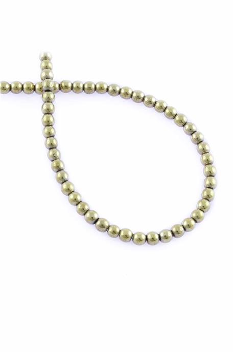 Hematite Natural Stone Shiny Light Gold Globe Cut 4mm String Of Beads
