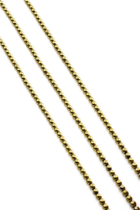 Hematite Natural Stone Shiny Light Gold Globe Cut 3mm String Of Beads