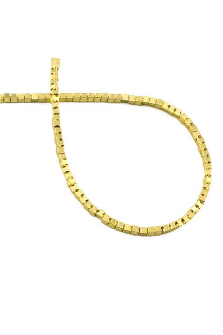 Hematite Natural Stone Shiny Gold Yellow 2x2mm String Of Beads