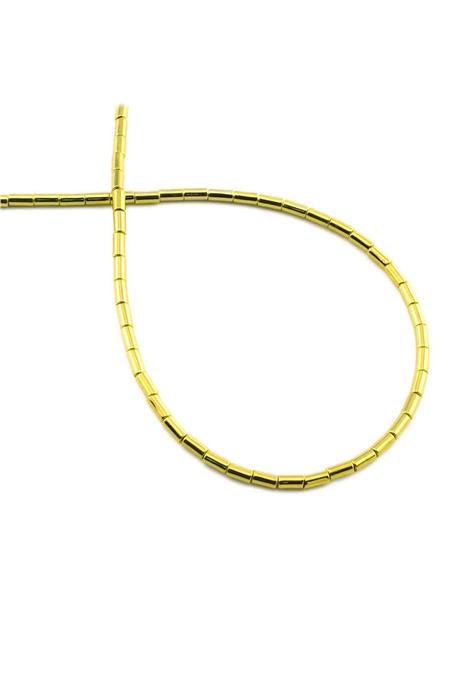 Hematite Natural Stone Shiny Gold Yellow 2x4mm String Of Beads