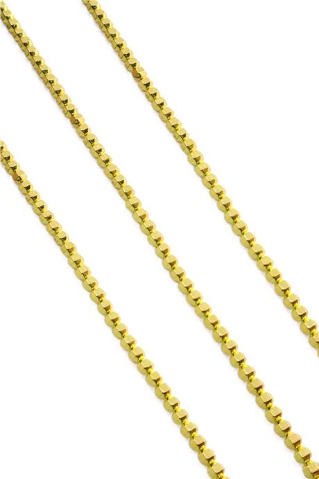 Hematit Taşı Özel Kesim Altın Sarı 4x4mm Doğal Taş Dizi