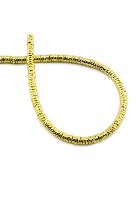 Hematite Natural Stone Shiny Gold Yellow 4x1mm String Of Beads