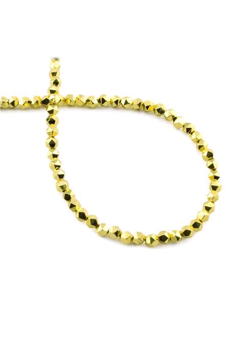 Hematite Natural Stone Shiny Gold Yellow 4x4mm String Of Beads