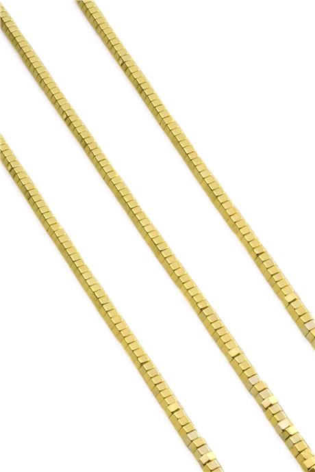 Hematite Natural Stone Shiny Gold Yellow 4x2mm String Of Beads