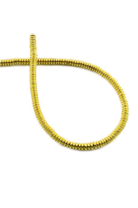 Hematite Natural Stone Shiny Gold Yellow 4x1mm String Of Beads