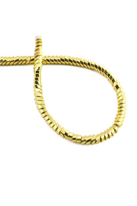 Hematite Natural Stone Shiny Gold Yellow 4x2mm String Of Beads