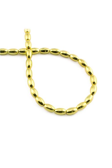 Hematite Natural Stone Shiny Gold Yellow 5x8mm String Of Beads