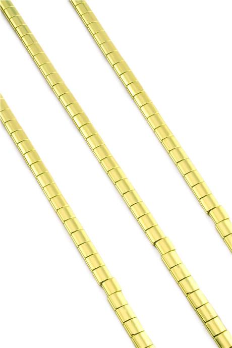 Hematit Taşı Yassı Kare Kesim Altın Sarı 5x5mm Doğal Taş Dizi
