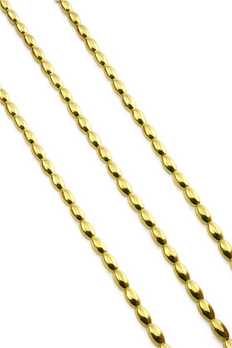 Hematite Natural Stone Shiny Gold Yellow 5x8mm String Of Beads