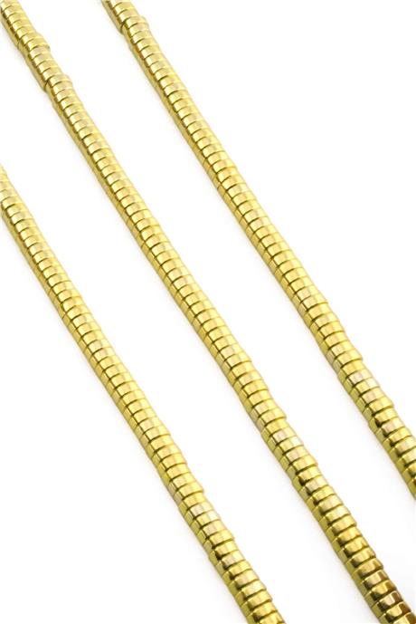 Hematit Taşı Rondela Kesim Altın Sarı 6x2mm Doğal Taş Dizi