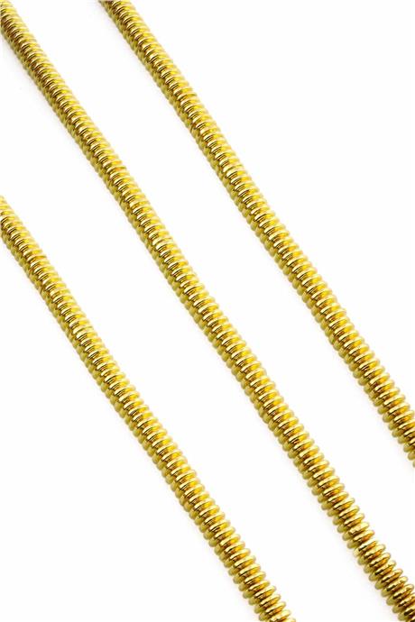 Hematite Natural Stone Shiny Gold Yellow 6x1mm String Of Beads