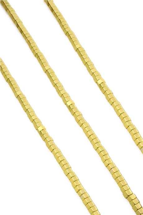 Hematit Taşı Altıgen Rondela Kesim Altın Sarı 6x3mm Doğal Taş Dizi