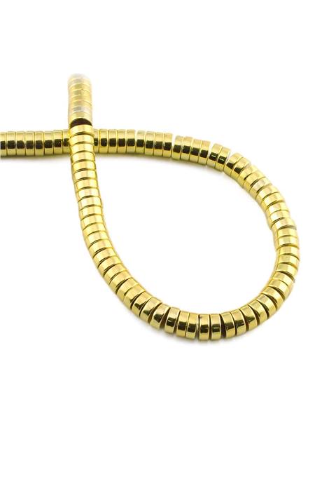 Hematit Taşı Rondela Kesim Altın Sarı 6x2mm Doğal Taş Dizi
