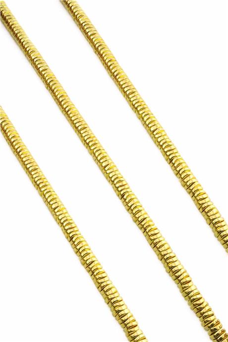 Hematite Natural Stone Shiny Gold Yellow 6x1mm String Of Beads