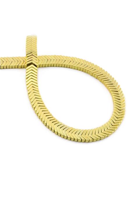 Hematite Natural Stone Shiny Gold Yellow 7x1mm String Of Beads