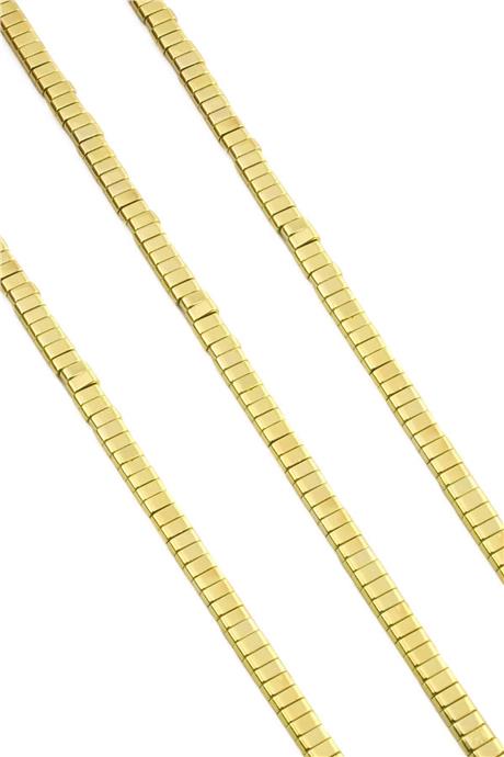 Hematit Taşı Yassı Dikdörtgen Kesim Altın Sarı 4x2mm Doğal Taş Dizi