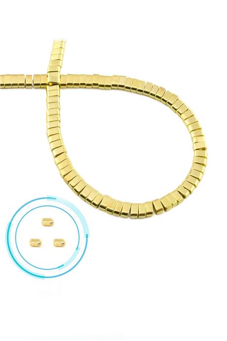 Hematit Taşı Yassı Dikdörtgen Kesim Altın Sarı 4x2mm Doğal Taş Dizi