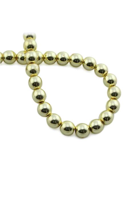 Hematit Taşı Küre Kesim Altın Sarı 8mm Doğal Taş Dizi