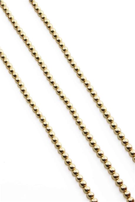 Hematite Natural Stone Shiny Gold Yellow Globe Cut 4mm String Of Beads