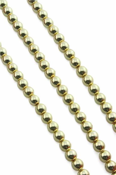 Hematit Taşı Küre Kesim Altın Sarı 8mm Doğal Taş Dizi