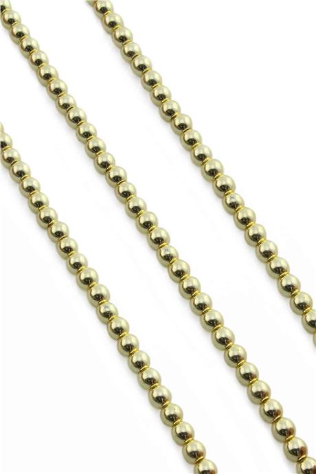 Hematit Taşı Küre Kesim Altın Sarı 6mm Doğal Taş Dizi