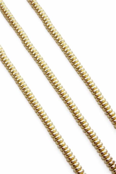 Hematite Natural Stone Shiny Gold Yellow Washer Cut 6x2mm String Of Beads
