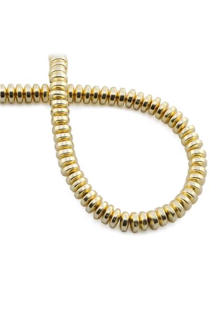 Hematite Natural Stone Shiny Gold Yellow Washer Cut 6x2mm String Of Beads
