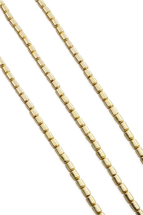 Hematite Natural Stone Shiny Gold Yellow Cylinder Cut 4x6mm String Of Beads