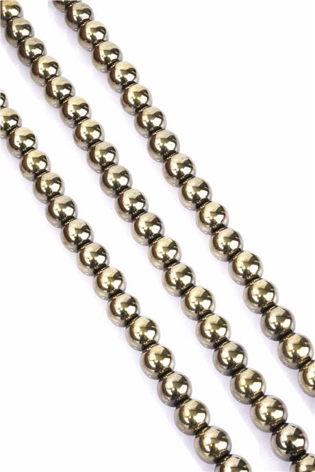 Hematite Natural Stone Shiny Antique Yellow 10mm String Of Beads