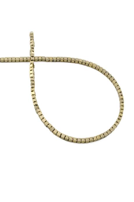 Hematite Natural Stone Shiny Antique Yellow 2x2mm String Of Beads