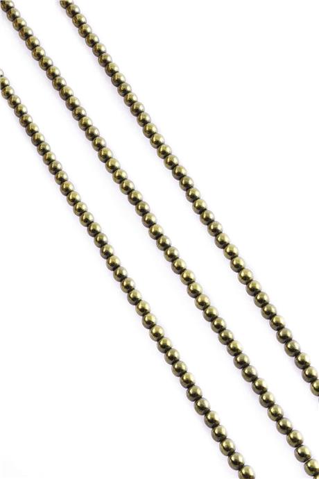 Hematit Taşı Küre Kesim Parlak Antik Sarı 4mm Doğal Taş Dizi