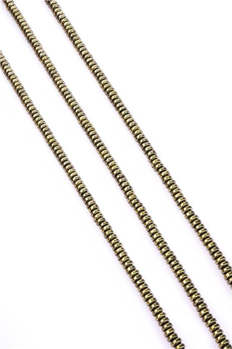 Hematite Natural Stone Shiny Antique Yellow 4x2mm String Of Beads