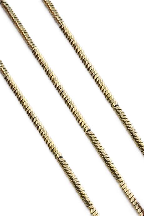 Hematite Natural Stone Shiny Antique Yellow 4x2mm String Of Beads