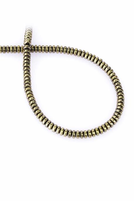 Hematite Natural Stone Shiny Antique Yellow 4x2mm String Of Beads